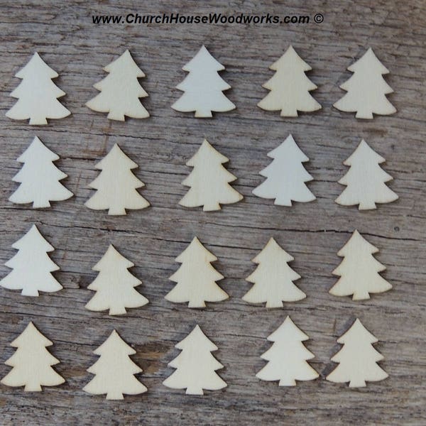 50 qty 1 inch tall Christmas trees in light wood, crafts, DIY, ornaments, scrapbooking, table decor, Christmas decor, wood crafting, blank