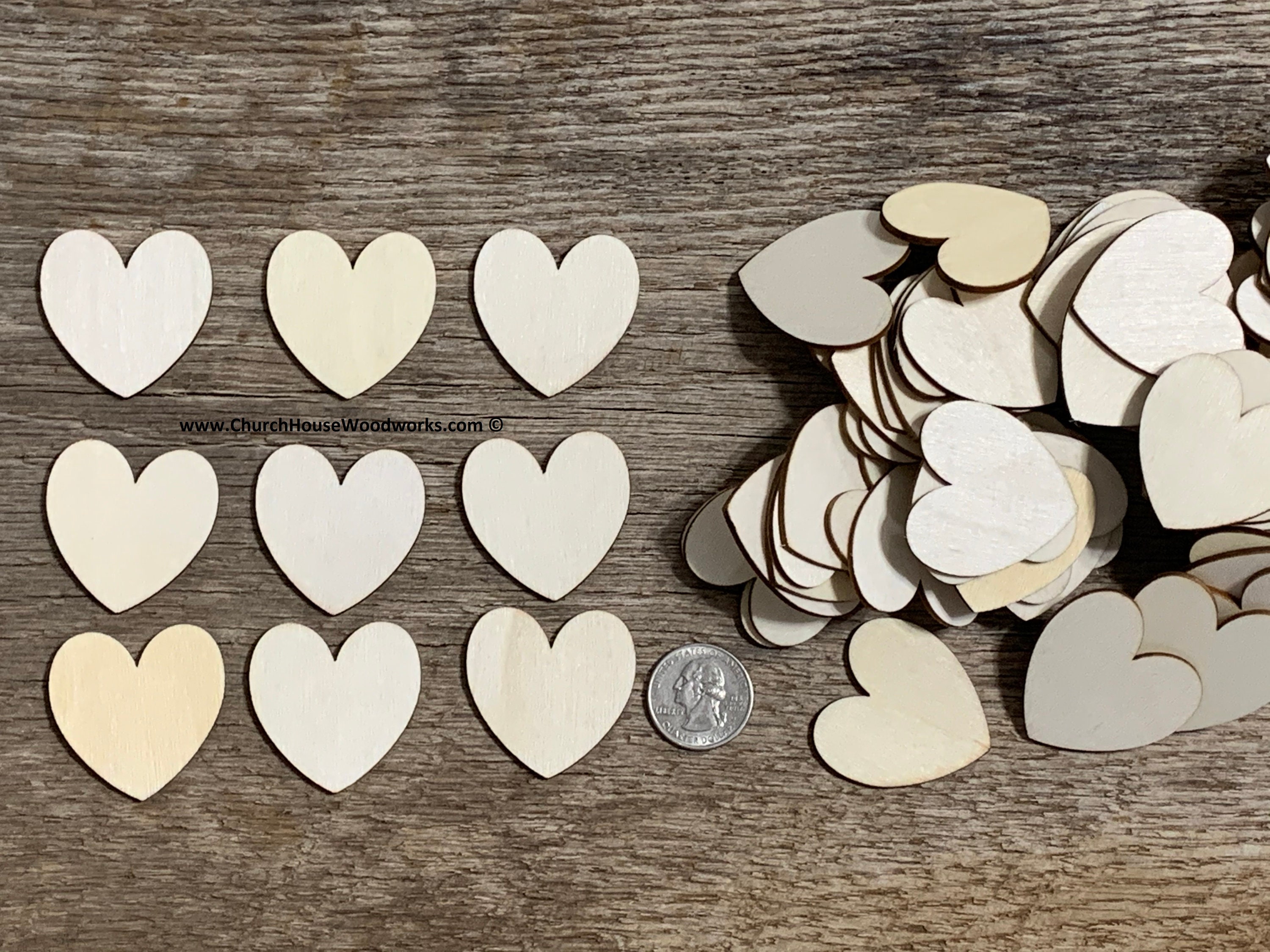 Small Wooden Hearts 1/2”, 1/8” Thick