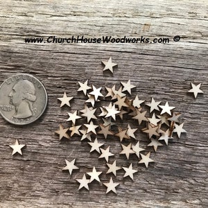 50 pcs 5/16&quot; Tiny Star Wood Cutouts – Unfinished Birch Veneer Blanks – DIY Craft Supply for Tiny Wood Flags, Painting, Scrapbooking 0.3125&quot;