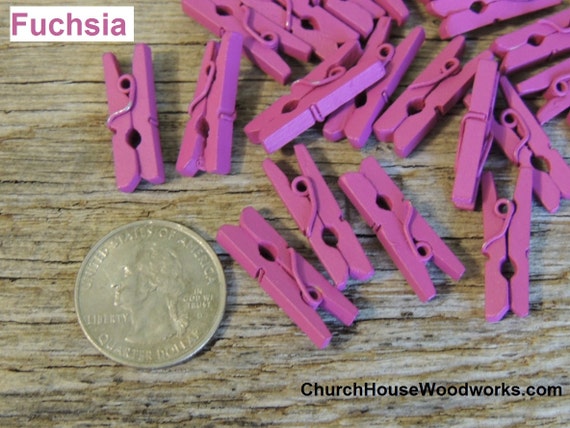 Mini Clothespins, Wood Clothespins, FUCHSIA, Tiny Clothespins, Clothes Pegs,  Small Clothespin, 1 Clothespin, Crafts Supplies Diy 