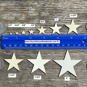 50 Small Laser Cut Wood Stars, Wooden Stars DIY Craft Supplies Flag Making image 1