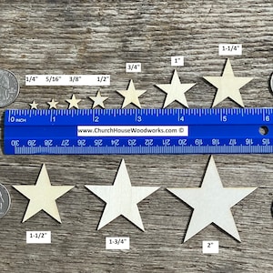 50 Small Unfinished Wood Stars – Laser Cut Wooden Blanks – DIY Craft Supplies for Flags Making and Craft Projects - Choose size