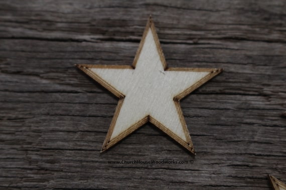 50 Small 1.25 Inch Laser Cut Wood Stars, Wooden Stars Rustic Decor Flag  Making 1-1/4 Wooden Stars DIY Craft Supplies Flag Making 