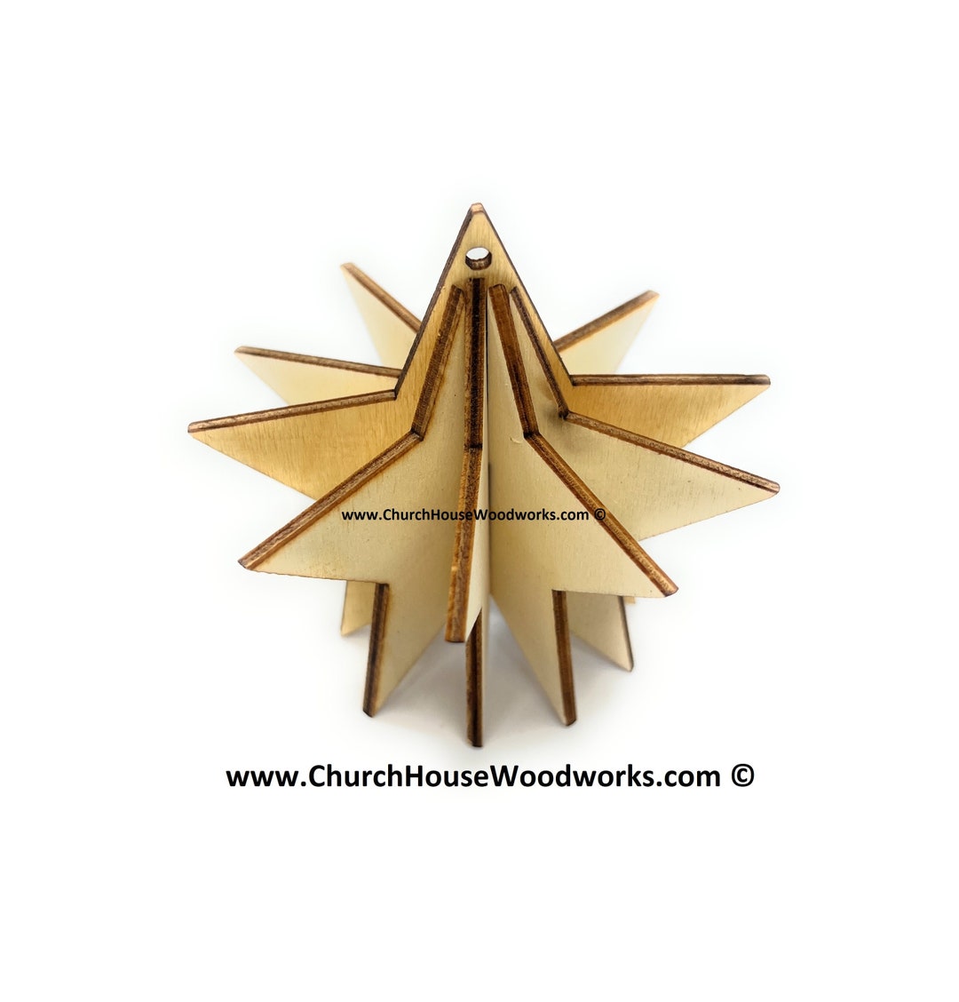 3D Ornament Star 3 Pieces Laser Cut Out Unfinished ORN32 3D Ornament Star 3 Pieces Laser Cut Out Unfinished ORN32