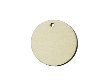 50 Wood Tag Circles with Hole – 1.5&quot; Unfinished Birch Blanks – DIY Craft Supply for Earrings, Tags, Pendants, Projects