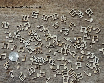 100 piece mix Music Notes wood shapes embellishments for crafts scrap booking art decor wooden