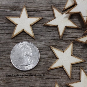 50 qty 1.25 inch Stars with BORDER Tiny Laser Cut Mini Wood Stars 1-1/4 Rustic Decor Wooden Stars DIY Craft Supplies 32mm Wood Flag Bild 3