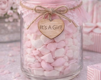 It's A Girl Wood Heart Cutouts - 100 Unfinished Veneer Craft Embellishments