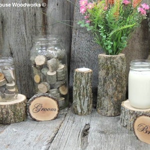 10 qty Tall Rustic Candle Holders, Tree Branch Candle Holders, Rustic Wedding Centerpieces, Wood Candle Centerpieces image 4