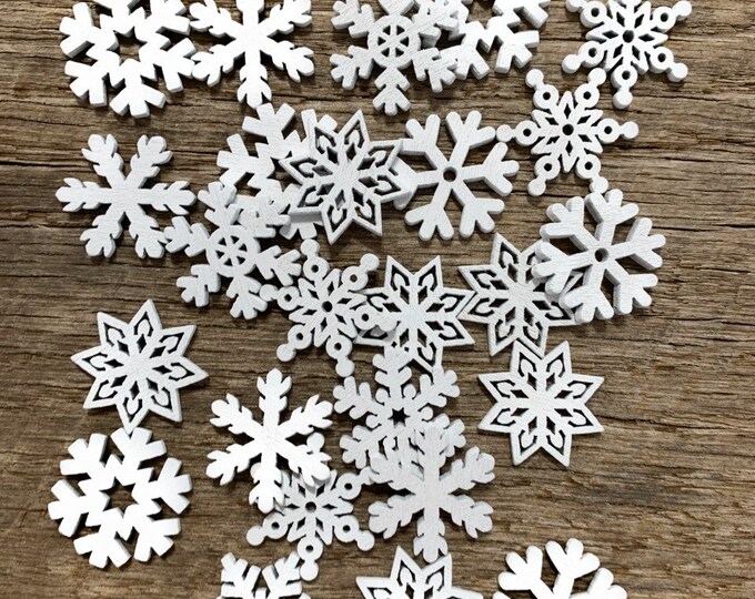 Unfinished Wooden Snowflakes For Christmas Crafts – 24 Pieces, 6 Styles