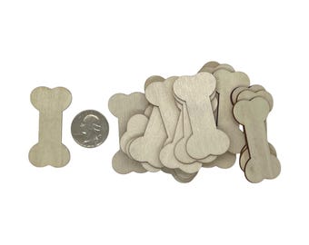 25 pcs 2" Wood Dog Bone Cutouts – Unfinished Birch Blanks – DIY Craft Supply for Pet Projects, Tags, Scrapbooking, Painting