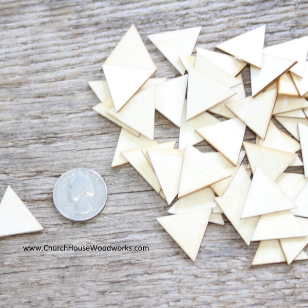 50 blank 1 inch wooden craft TRIANGLES, DIY craft supplies one inch wood equilateral triangle, wood shapes