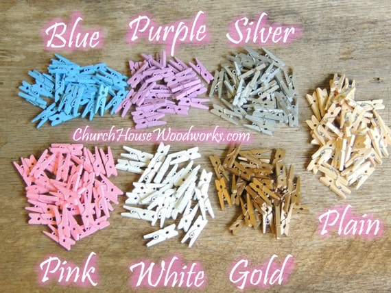 Colored Mini Clothespins, Small Colored Clothespins, 1 3/8 Inch  Clothespins, Wedding Decor, Craft Clothespins, Pretty Clothespins, 10 Count