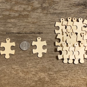 25 pcs 2&quot; Wood Puzzle Piece Tags with Hole – Unfinished Birch Blanks – DIY Craft Supply for Jewelry, Scrapbooking, Projects