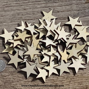 Small Set Wooden Stars Craft Suppl US Wood Flag 25 Tiny Laser Cut 1/2 Stars 