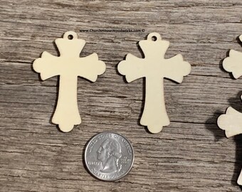 25 qty 2 inch CROSSES wooden TAG, DIY craft supplies two inch, with hole