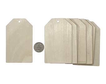 10 pcs 4" x 2.375" Wood Gift Tags – Unfinished Birch Blanks with Hole – DIY Craft Supply for Labeling, Scrapbooking, Projects