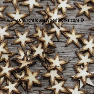 50 pcs 0.5&quot; Wood Stars with Border – Unfinished Birch Mini Cutouts – DIY Craft Supply for Flags, Projects, Scrapbooking, Crafts