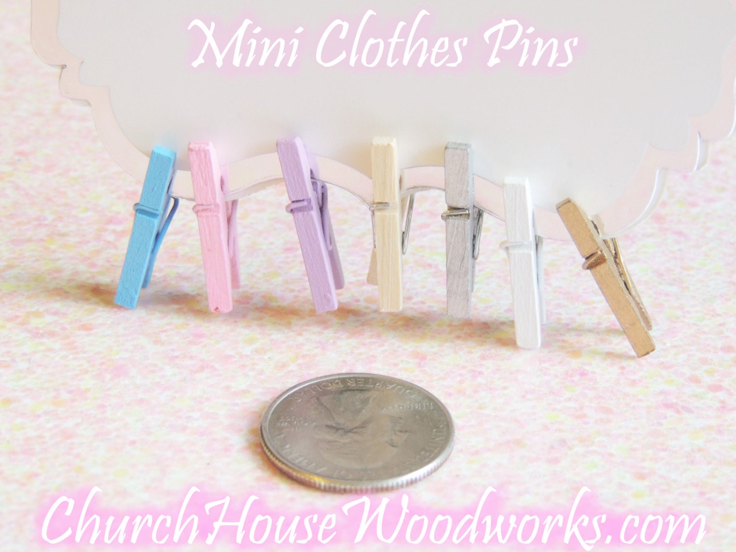 Mini Clothespins, Wood Clothespins, FUCHSIA, Tiny Clothespins