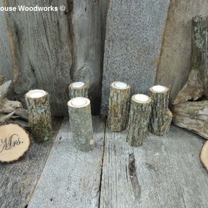 10 qty Tall Rustic Candle Holders, Tree Branch Candle Holders, Rustic Wedding Centerpieces, Wood Candle Centerpieces image 3