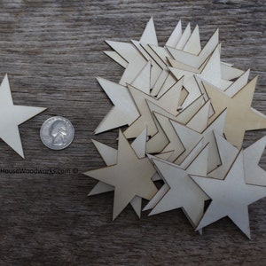 50 pcs 2.5&quot; Wood Star Cutouts – Unfinished Birch Blanks – DIY Craft Supply for Flag Making, Holiday Projects, Crafts