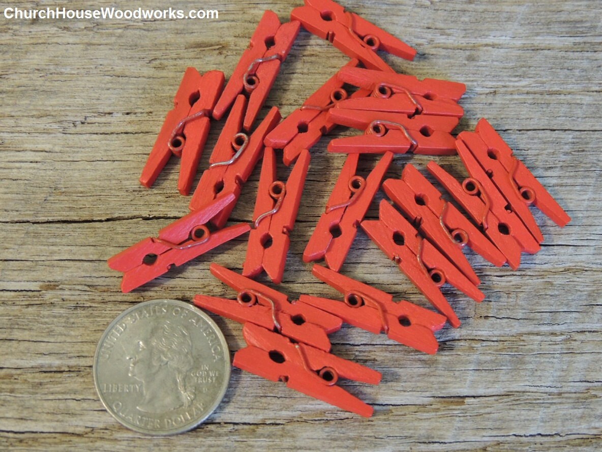 Mini Clothespins Wood Clothespins RED Tiny Clothespins Etsy