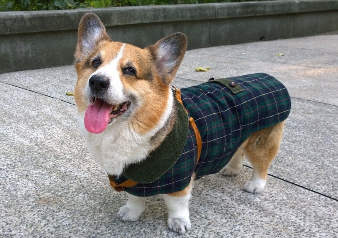 Welsh Winter Coat Large Green Plaid Tartan Check Wool Etsy