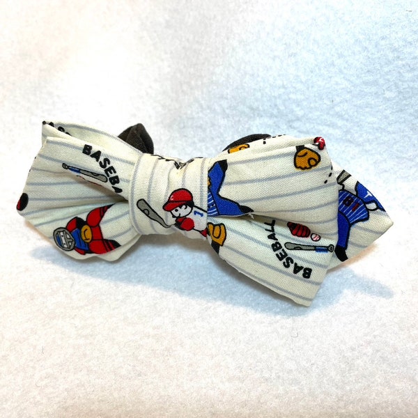 Ready tied diamond point bowtie  Baseball player baseball sport bow tie Large baseball print bow tie collar accessory