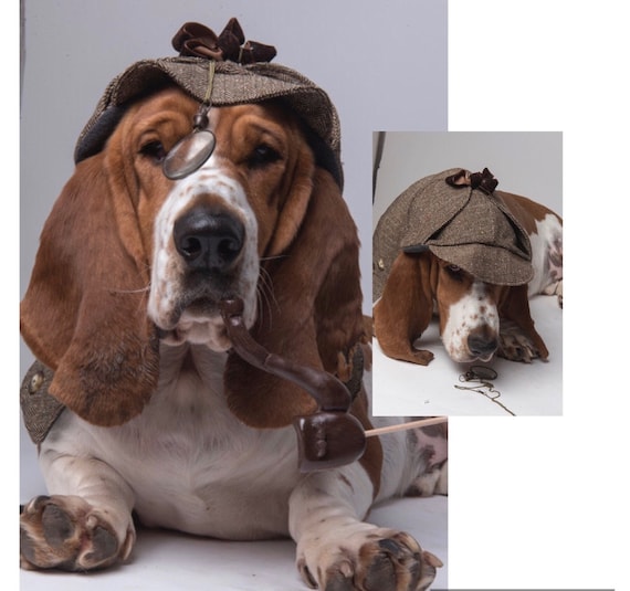 Chapeau de harceleur Basset Hound Chien aux oreilles souples de la taille  de la tête similaire Chapeau de harceleur en tweed Chapeau de détective  pour chien à chevrons Chapeau Sherlock Holmes 