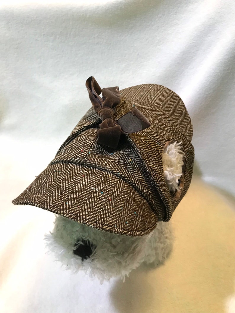 Tweed Deerstalker Hat With Ear Holes for Dog Herringbone Etsy