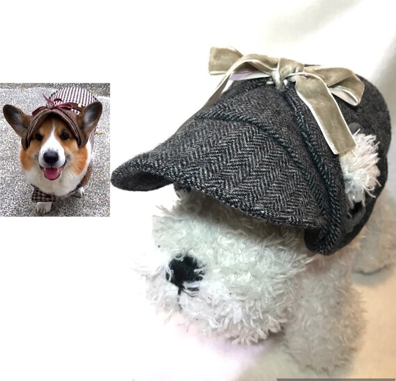 Dog Deerstalker Hat With Ear Holes Gray 