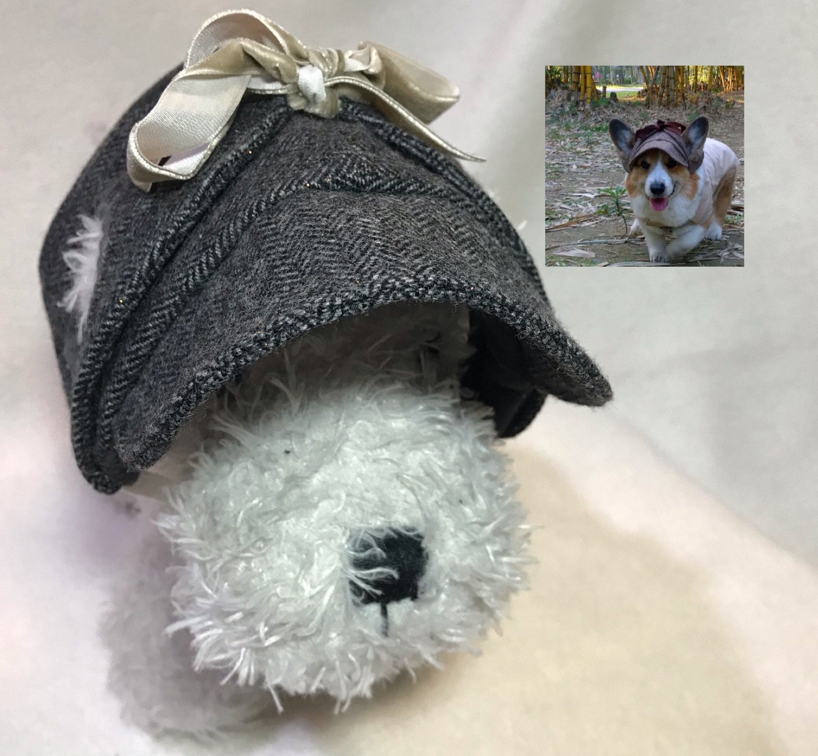 Grey Deerstalker Hat With Ear Holes Dog 