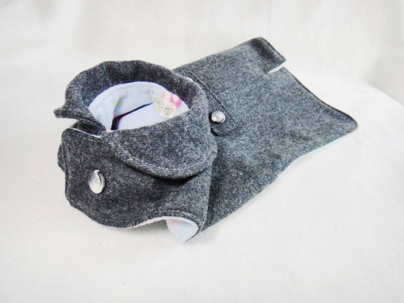 Items similar to Small dog winter woolly coat in grey with fleece ...