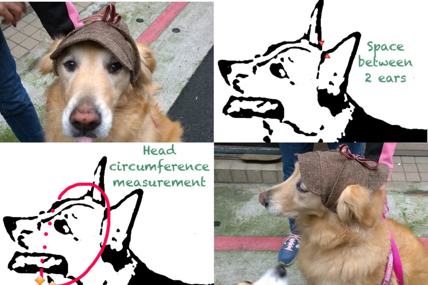 Dog Deerstalker Hat With Ear Holes Gray 