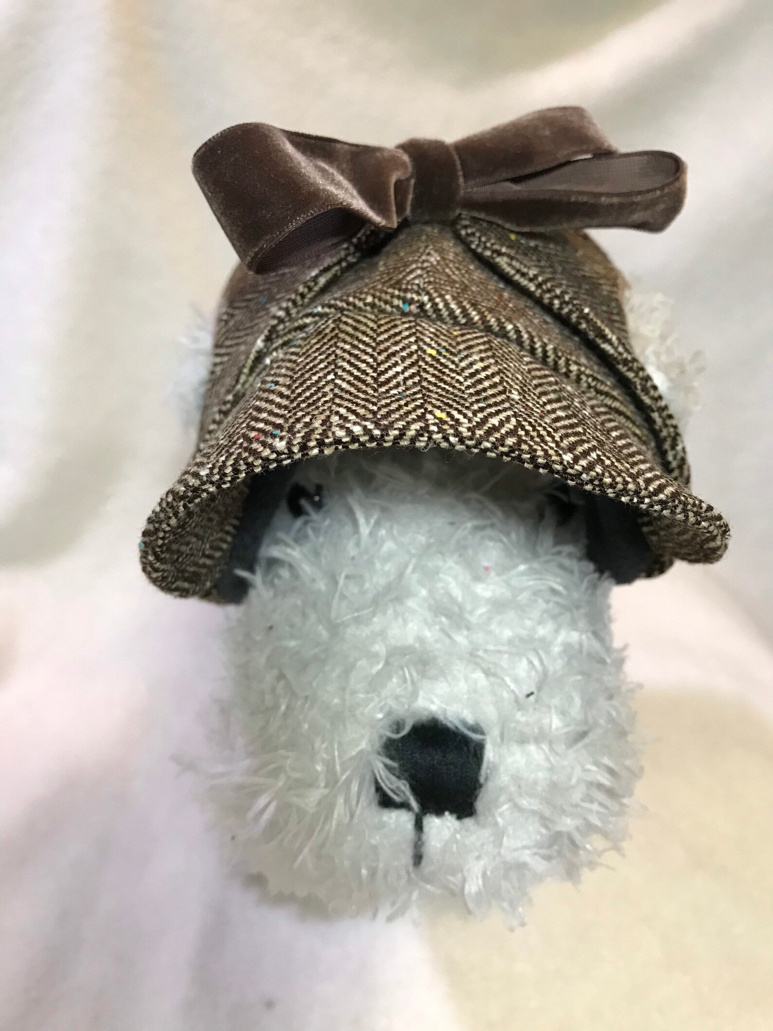 Tweed deerstalker hat with ear holes for dog Herringbone Etsy