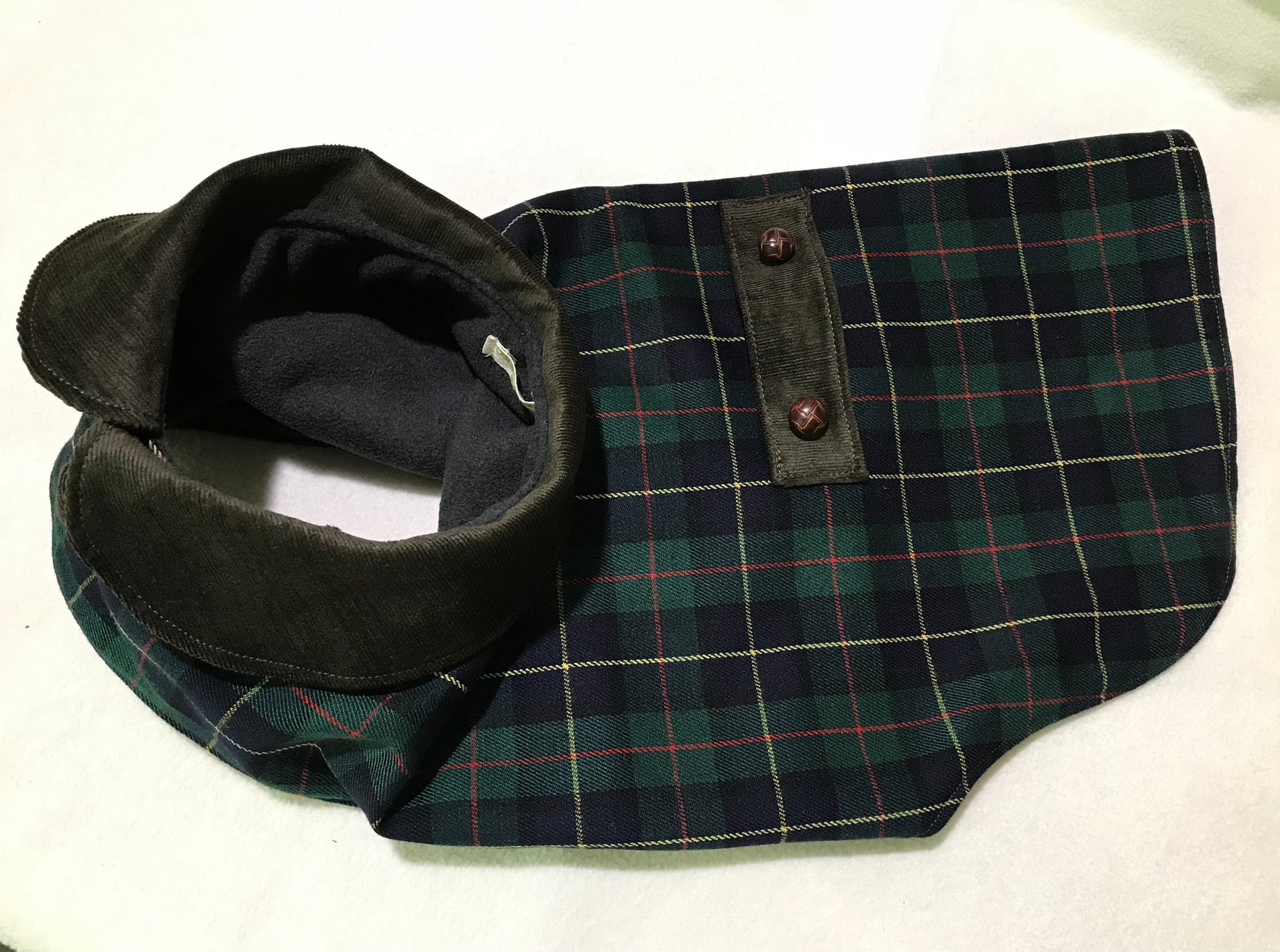 coat Dog winter clothes Collared dog coat Green tartan Etsy