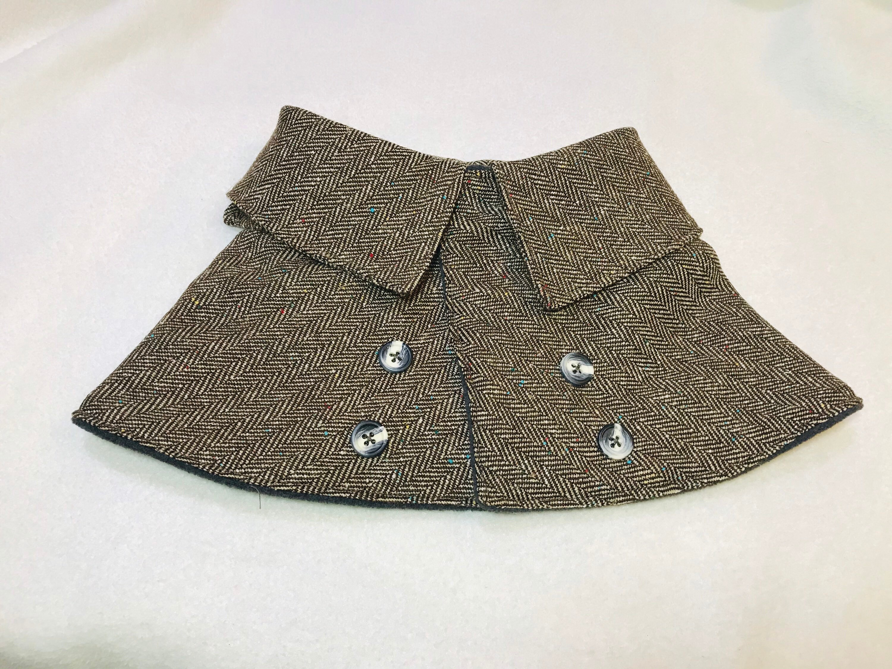 Dog tweed cape with fleece lining Pet wool herringbone tweed | Etsy