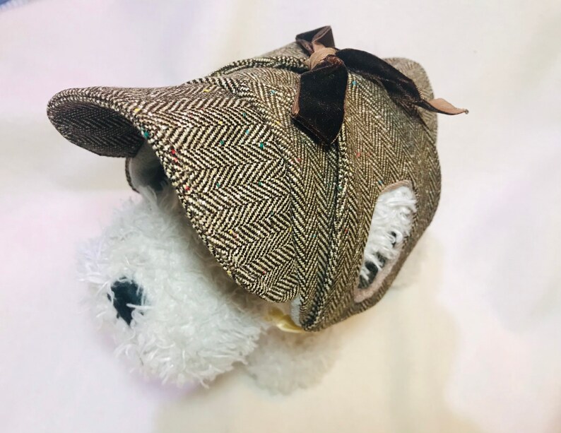 Tweed deerstalker hat with ear holes for medium large dogs Etsy