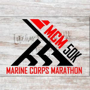 4&quot; Red and Black Marine Corps Marathon Decal - MCM 50K Decal - Marine Corps 50K Marathon Decal - 50K Decal - Many Colors!