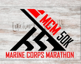 4" Red and Black Marine Corps Marathon Decal - MCM 50K Decal - Marine Corps 50K Marathon Decal - 50K Decal - Many Colors!