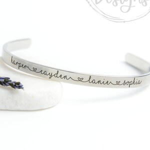 Personalized Mom Cuff Bracelet - Personalized Kid Name Bracelet - Custom Mom Bracelet - Kids Name Mom Bracelet