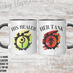 Gepersonaliseerde Mokken FFXIV Job-logo - FFXIV Job-koffiemok - Mokkenset voor haar tank zijn genezer - Koffiemok FFXIV - Mokken voor tankgenezers - voor hem en haar