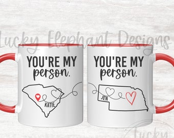 You're My Person Couple Mug Set - Long Distance Relationship Mugs - Couple State Mugs - Long Distance State Mug Set - Cute Couple Mugs