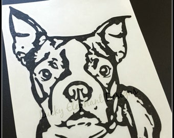 Personalized Dog Decal - Boston Terrier Decal - Dog Memorial Decal - Your Dog Decal - Many Colors Available!