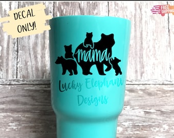 Mama Bear and 4 Cubs Decal - Mama Bear and Baby Bear Decal - Mama Bear Decal - Mama Bear Tumbler Decal - Mama Bear Cup Sticker - Many Colors