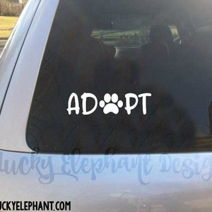 Adopt Vinyl Decal - Animal Adopt Decal - Adopt Paw Print Decal - Adopt Car Decal - Adopt and Animal - 25 Colors!