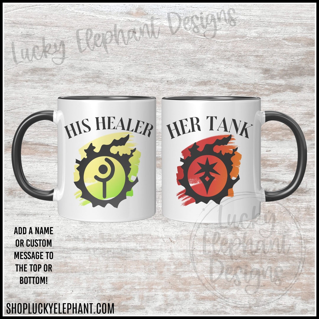 FFXIV Job Logo Mugs FFXIV Job Coffee Mug Her Tank His Healer Mug Set FFXIV Coffee Mug Tank