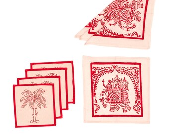 Cocktail Napkin and Coaster Set Cinnabar & Blush