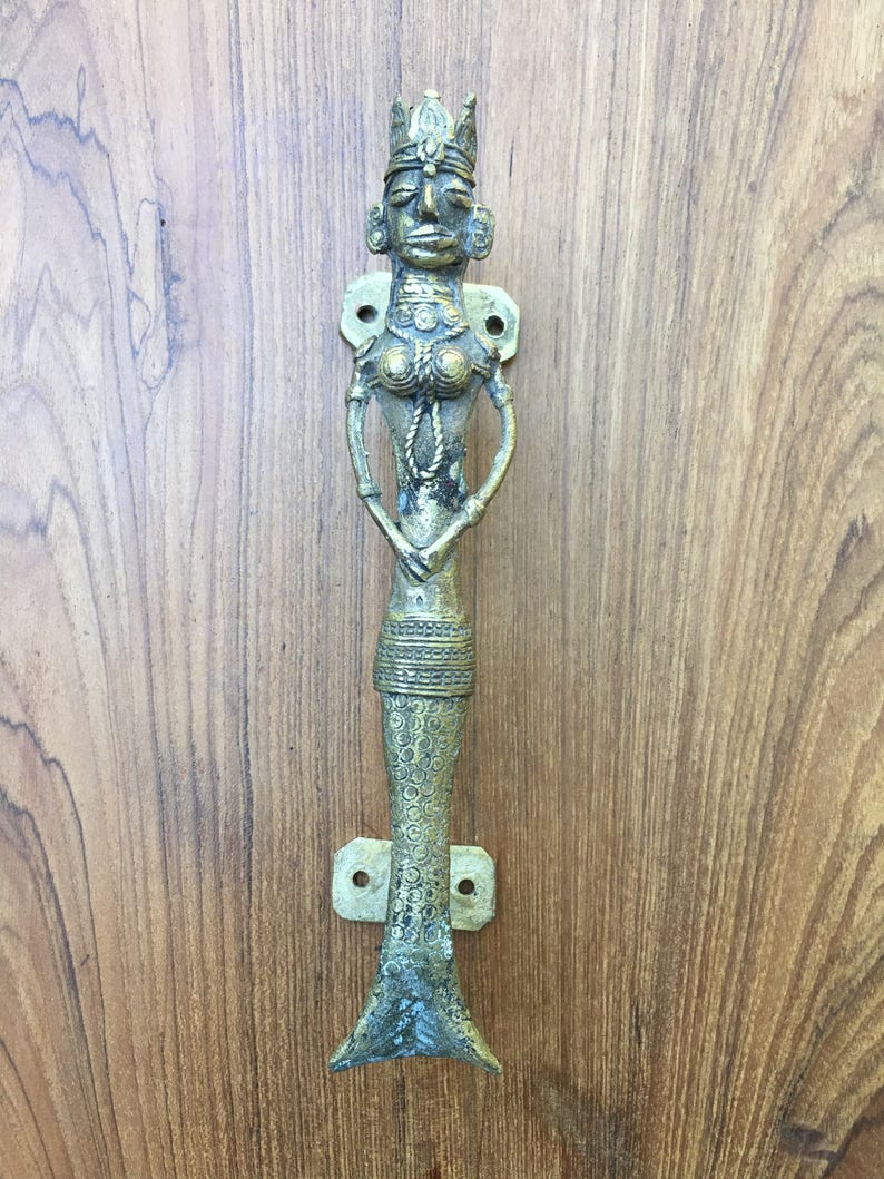 Apsara Mermaid Brass Door And Drawer Pull Etsy