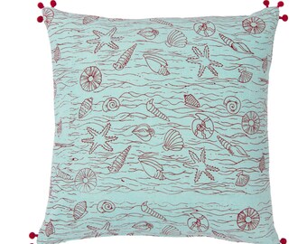Sea Shells Aqua Decorative Pillow